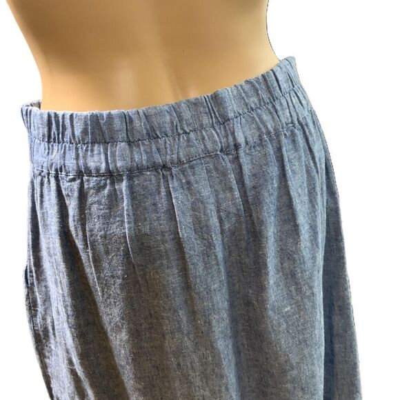 LOFT Outlet Blue Chambray Pleated A-Line Skirt Size XS Coastal Cowgirl Preppy - Picture 5 of 12